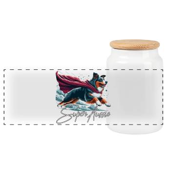 Super chien berger australien Sheppie cadeau - Boîte à biscuits avec couvercle en bois - blanc - Devant