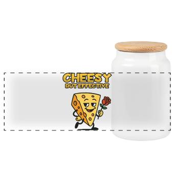 Dessin animé ringard de la rose à charme - Boîte à biscuits avec couvercle en bois - blanc - Devant