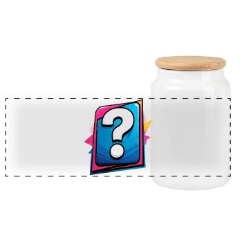 Question mark - Panoramic Cookie Jar with Wooden Lid - white - Front