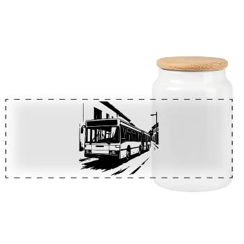 Bus articulé rétro Kult - Boîte à biscuits avec couvercle en bois - blanc - Devant