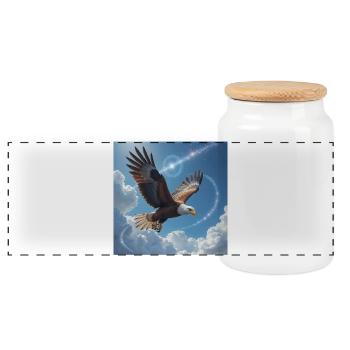 Krafttier Adler Majestätisch - Panorama Keksdose mit Holzdeckel - Weiß - Vorne