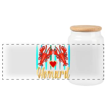 Homard - Boîte à biscuits avec couvercle en bois - blanc - Devant