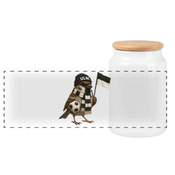 Ulmer Spatzen - Boîte à biscuits avec couvercle en bois - blanc - Devant