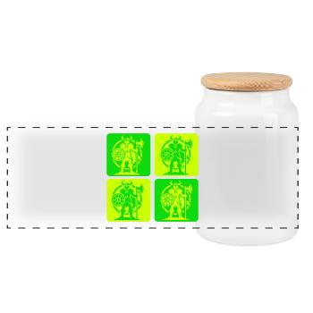 Silhouette viking nordique - Boîte à biscuits avec couvercle en bois - blanc - Devant