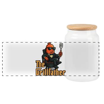 Le Grillfather - Boîte à biscuits avec couvercle en bois - blanc - Devant