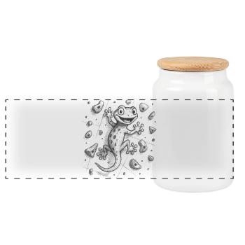 Bouldern Gecko Echse Klettern Zeichnung Geschenk - Panorama Keksdose mit Holzdeckel - Weiß - Vorne