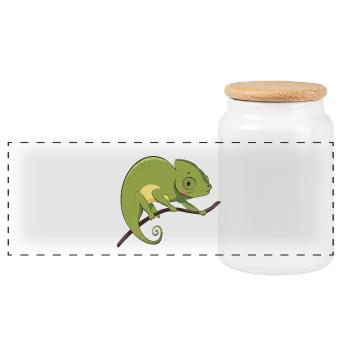 Caméléon - Boîte à biscuits avec couvercle en bois - blanc - Devant