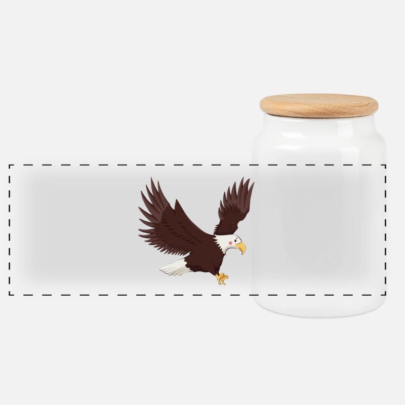 Eagle - Panoramic Cookie Jar with Wooden Lid - white