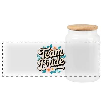 L’équipe de la mariée ! Personnalisable - Boîte à biscuits avec couvercle en bois - blanc - Devant