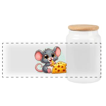 Käse Maus lecker Käse macht glücklich Geschenk - Panorama Keksdose mit Holzdeckel - Weiß - Vorne