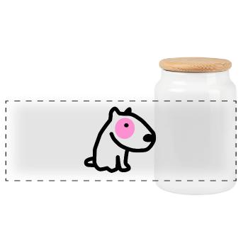 CORSO THE DOG with pink eyes - Panoramic Cookie Jar with Wooden Lid - white - Front