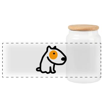 CORSO THE DOG with orange eyes - Panoramic Cookie Jar with Wooden Lid - white - Front