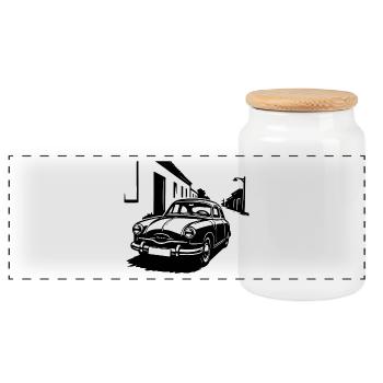 Ligne Française - Boîte à biscuits avec couvercle en bois - blanc - Devant