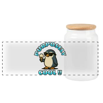 Un Pingouin Cool avec Glace - Boîte à biscuits avec couvercle en bois - blanc - Devant