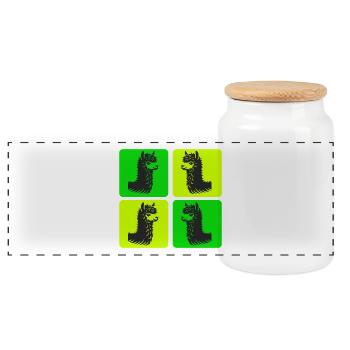 Alpaca Vibes - Panoramic Cookie Jar with Wooden Lid - white - Front