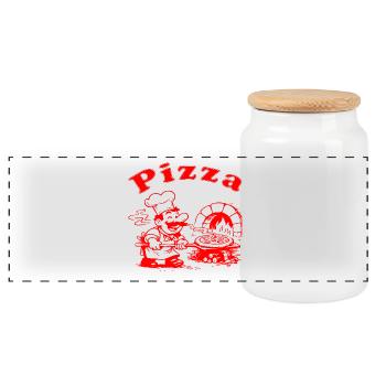 Pizza Schatel Motiv Italiano Italien Cool Fun - Panorama Keksdose mit Holzdeckel - Weiß - Vorne