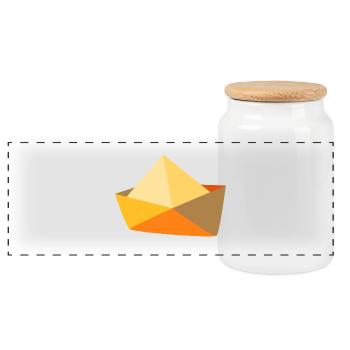 yellow boat paper ship maritime sea water - Panoramic Cookie Jar with Wooden Lid - white - Front