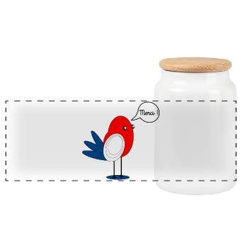 FRENCH THANK YOU FAN - Panoramic Cookie Jar with Wooden Lid - white - Front