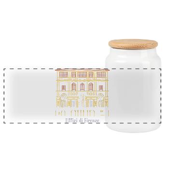 Florence, Musée des Offices, Italie Dessin à la main - Boîte à biscuits avec couvercle en bois - blanc - Devant