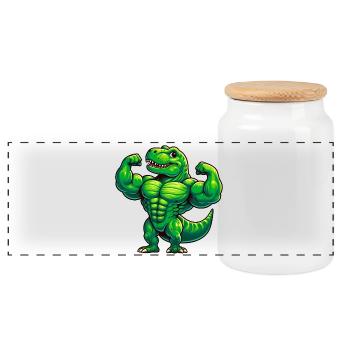 Strong kite trainer with muscle design - Panoramic Cookie Jar with Wooden Lid - white - Front