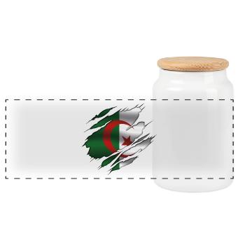 Drapeau de l’Algérie - Algérie - Drapeau déchiré - Boîte à biscuits avec couvercle en bois - blanc - Devant