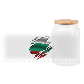 Drapeau de la Bulgarie - Bulgarie - Drapeau déchiré - Boîte à biscuits avec couvercle en bois - blanc - Devant
