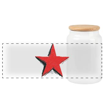 Red Star - Panoramic Cookie Jar with Wooden Lid - white - Front