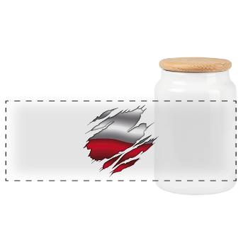 Flag of Poland - Poland - Torn Flag - Panoramic Cookie Jar with Wooden Lid - white - Front