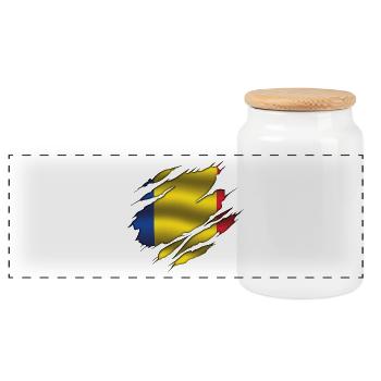 Drapeau de la Roumanie - Roumanie - Drapeau déchiré - Boîte à biscuits avec couvercle en bois - blanc - Devant