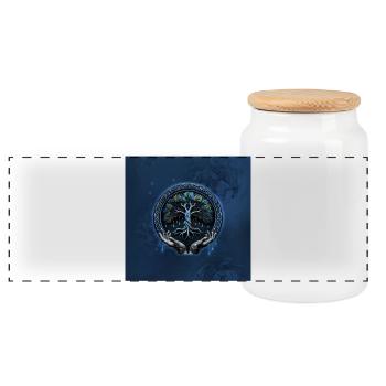 Water and Wisdom The mystical Celtic Tree of Life - Panoramic Cookie Jar with Wooden Lid - white - Front