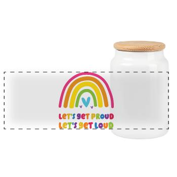 LGBT Pride Month - Let's Get Proud, Let's Get Loud - Panoramic Cookie Jar with Wooden Lid - white - Front