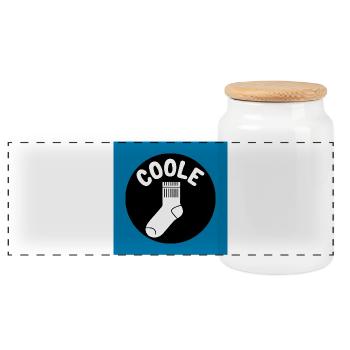 Cool sock socks and funny saying - Panoramic Cookie Jar with Wooden Lid - white - Front