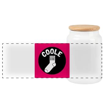 Cool sock socks and funny saying - Panoramic Cookie Jar with Wooden Lid - white - Front
