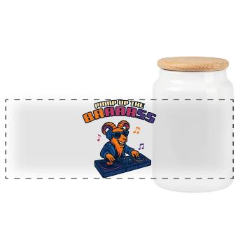 Goat DJ - Pump Up the Baaaass - Panoramic Cookie Jar with Wooden Lid - white - Front