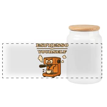 Espresso vous-même - Boîte à biscuits avec couvercle en bois - blanc - Devant