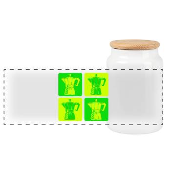 Machine à expresso rétro Pop Art - Boîte à biscuits avec couvercle en bois - blanc - Devant