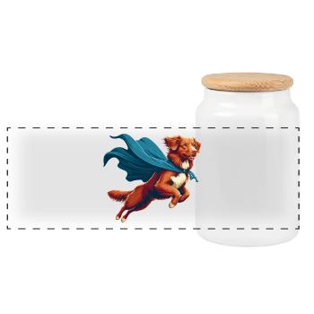 Super Dog Nova Scotia Duck Tolling Retriever - Panoramic Cookie Jar with Wooden Lid - white - Front