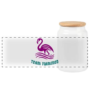 Team Flamingo - Panoramic Cookie Jar with Wooden Lid - white - Front