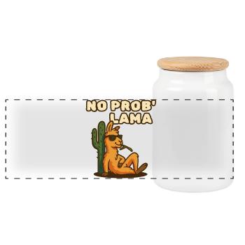 Pas de problème Lama - Boîte à biscuits avec couvercle en bois - blanc - Devant