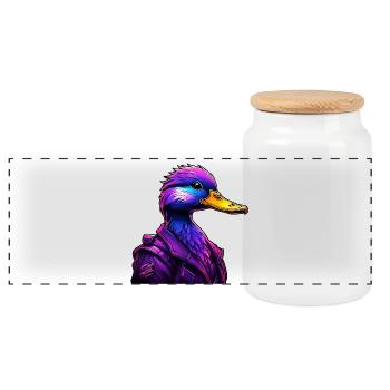 Canard futuriste dans le style cyber - Boîte à biscuits avec couvercle en bois - blanc - Devant