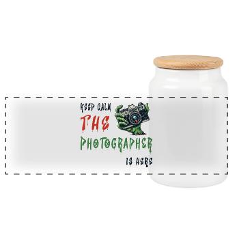 Zombie Photographer Alert - Panorama Keksdose mit Holzdeckel - Weiß - Vorne