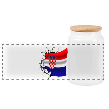 Bandera de Croacia - Croatia - Flag Broken Design - Panoramic Cookie Jar with Wooden Lid - white - Front