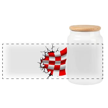 Bandera de Croacia - Croatia - Flag Broken Design - Panoramic Cookie Jar with Wooden Lid - white - Front