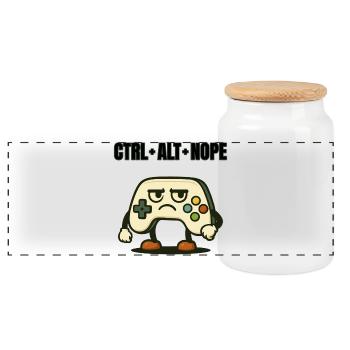 CTRL ALT NOPE Controller-Meme - Panorama Keksdose mit Holzdeckel - Weiß - Vorne