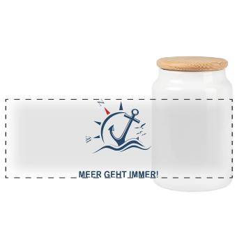 La mer fonctionne toujours - Boîte à biscuits avec couvercle en bois - blanc - Devant