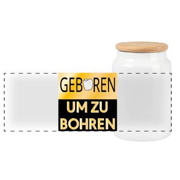 ZAHNFÜLLUNG ZAHNÄRZTIN - Panorama Keksdose mit Holzdeckel - Weiß - Vorne