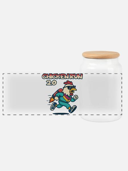 Chicken Run 2.0 Abenteuer-Tee - Panorama Keksdose mit Holzdeckel - Weiß