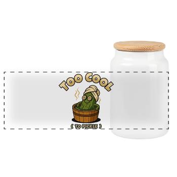 Too Cool To Pickle - Panoramic Cookie Jar with Wooden Lid - white - Front