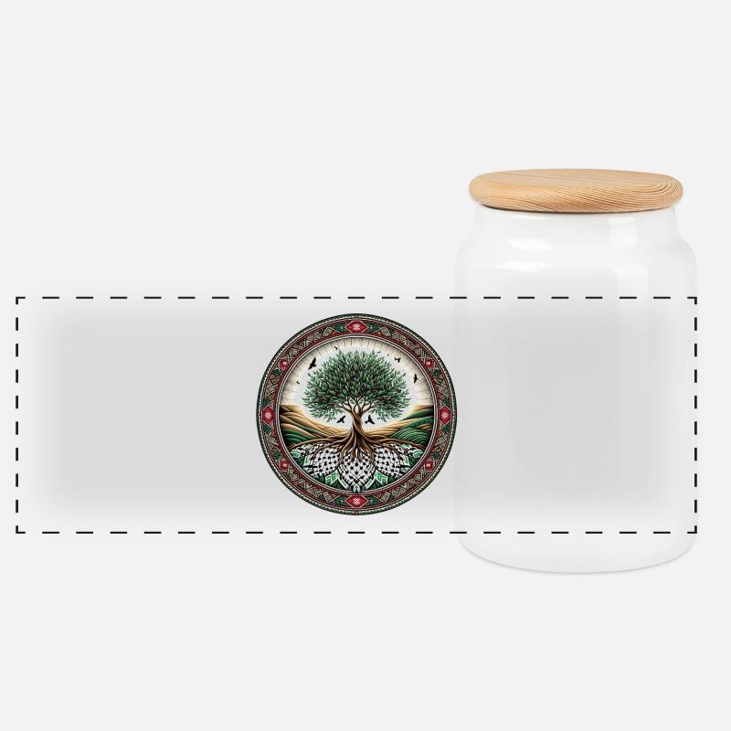 Tief Verwurzelt - Panorama Keksdose mit Holzdeckel - Weiß
