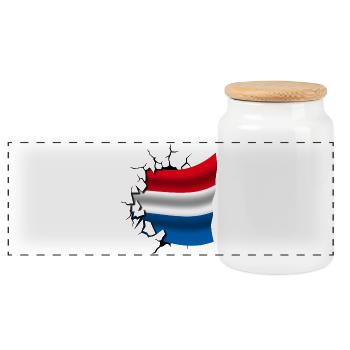 Bandera de Paises Bajos - Netherlands - Flag - Panoramic Cookie Jar with Wooden Lid - white - Front